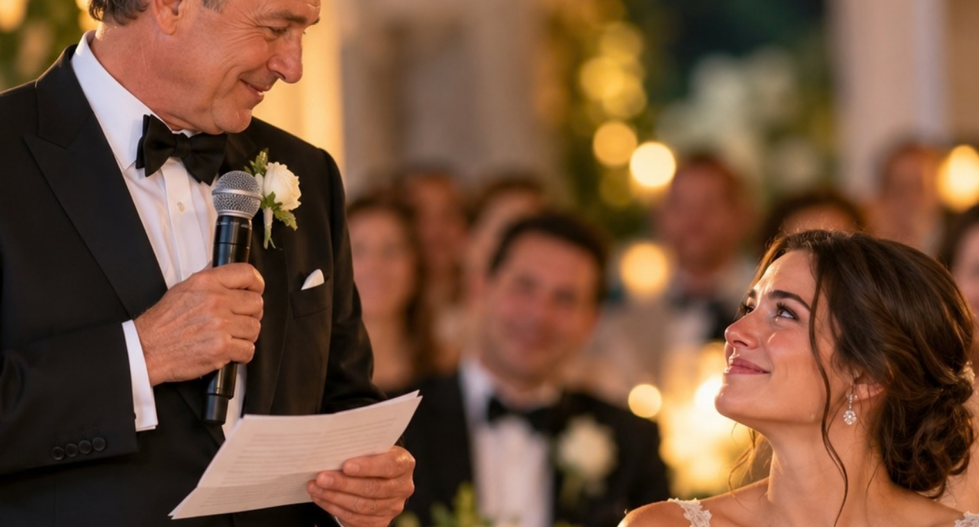 Father looking at daughter during father-of-bridge speech